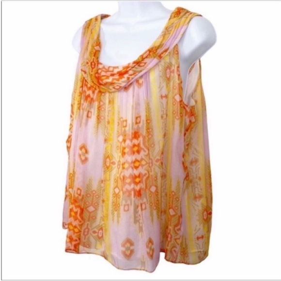 PASAMETES silk aztec sleeveless blouse top M - Picture 3 of 11